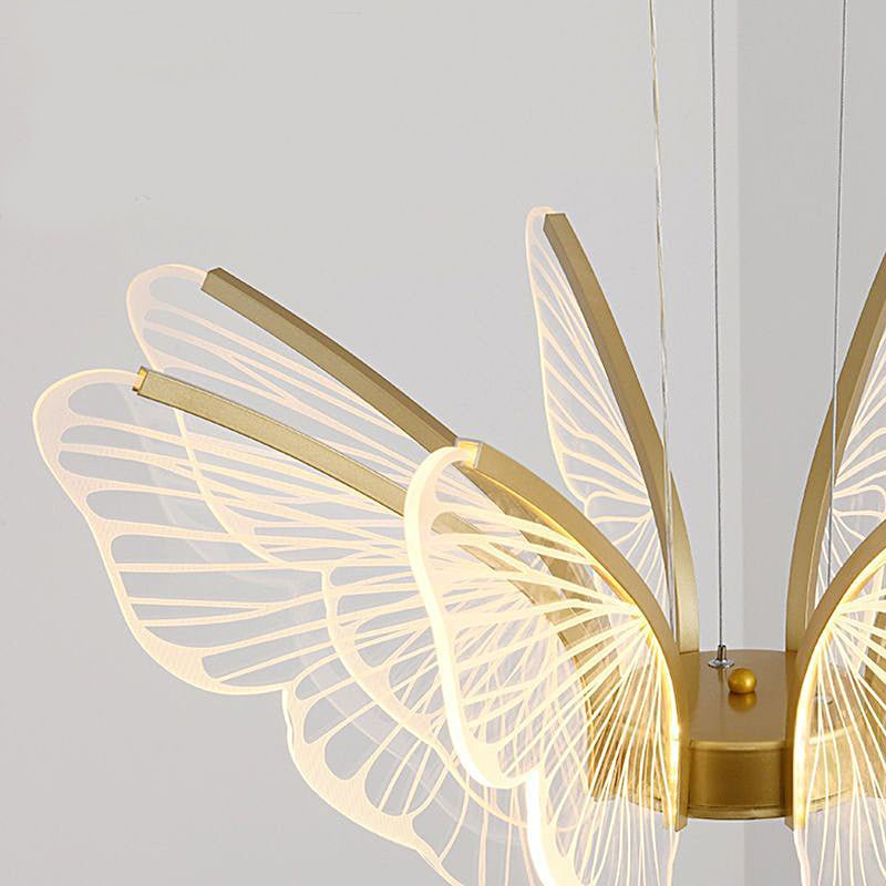 Butterfly Modern LED Chandelier with Remote Control Gold Finish