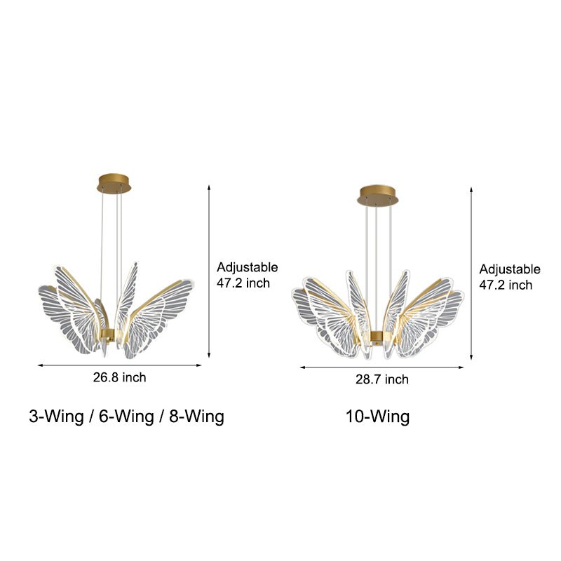Butterfly Modern LED Chandelier with Remote Control Gold Finish