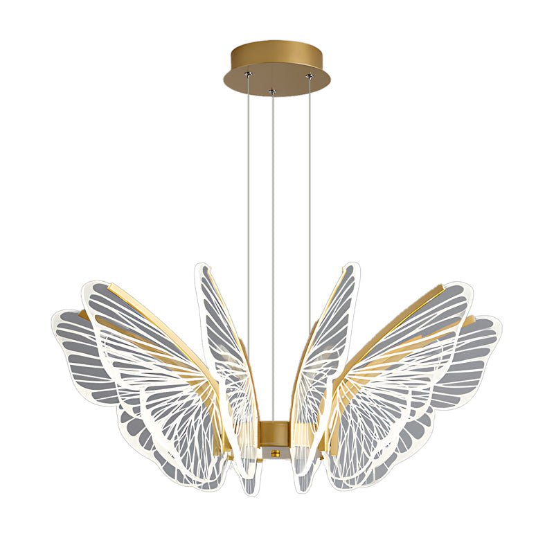 Butterfly Modern LED Chandelier with Remote Control Gold Finish