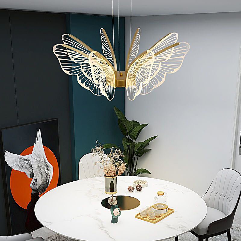 Butterfly Modern LED Chandelier with Remote Control Gold Finish