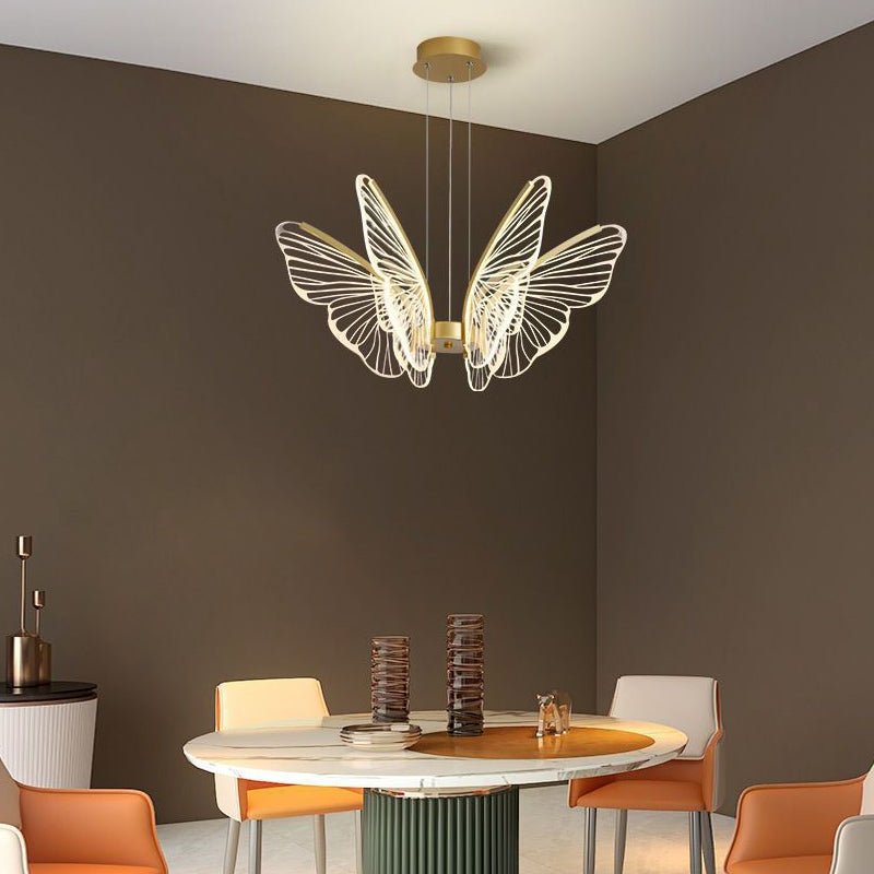 Butterfly Modern LED Chandelier with Remote Control Gold Finish