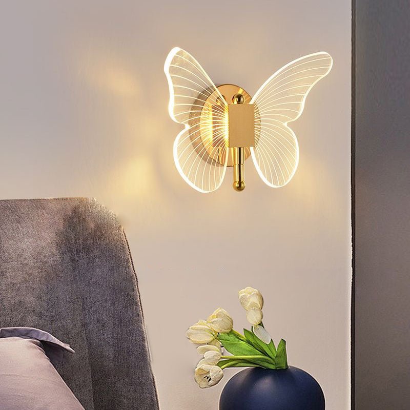 Butterfly Modern LED Wall Light with 3-Step Dimming - Gold Finish