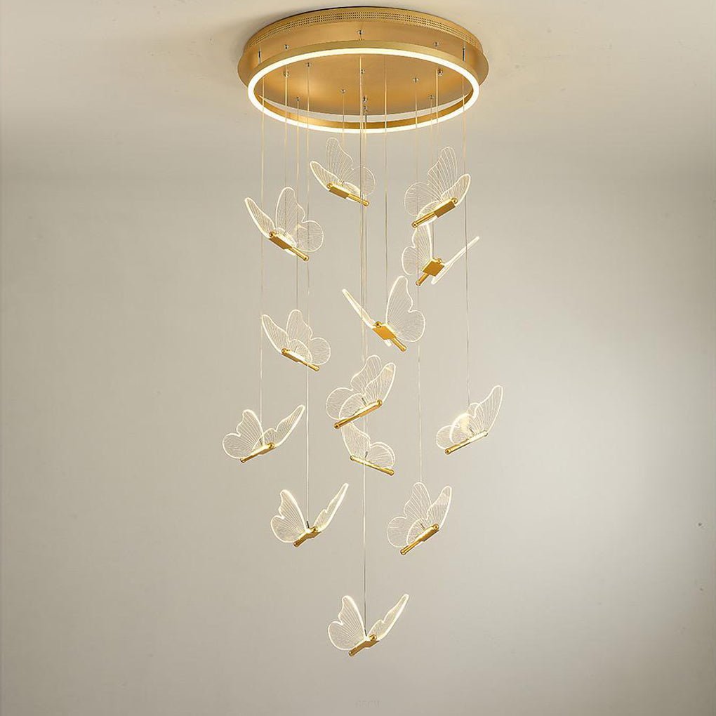 Butterfly Pendant Light Modern Acrylic Metal LED Chandelier
