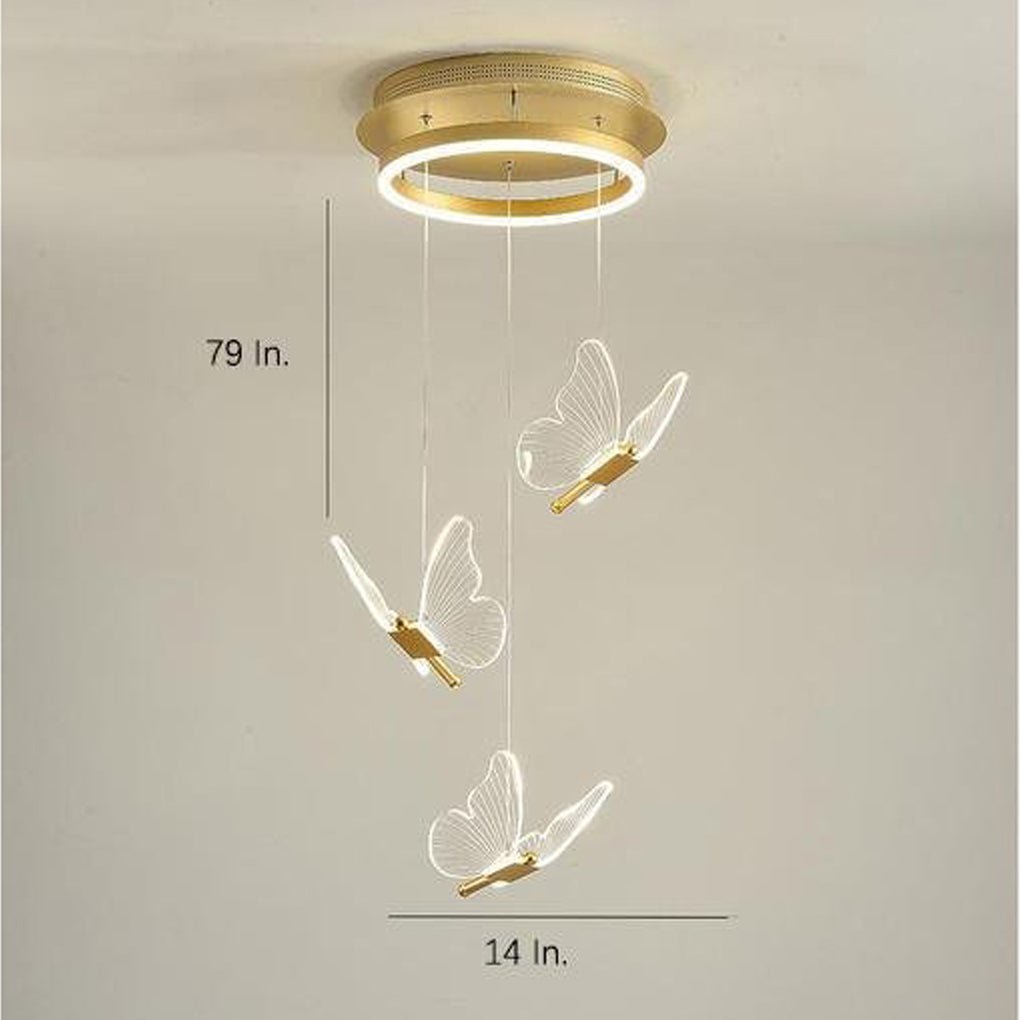 Butterfly Pendant Light Modern Acrylic Metal LED Chandelier