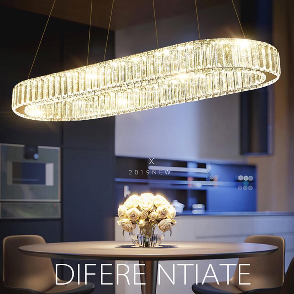 Oval Crystal Chandelier with Chrome & Gold Finish LED Pendant