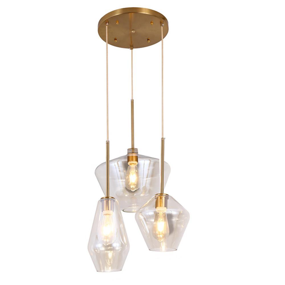 3-Light Retro Glass Pendant Light - Kitchen Island Lighting