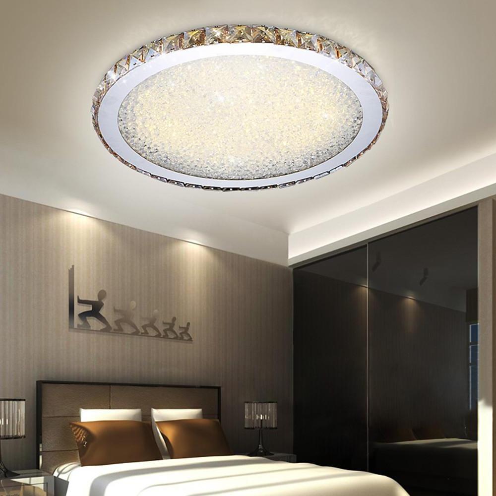 16" Crystal Round Flush Mount Ceiling Light - Antique Metal LED