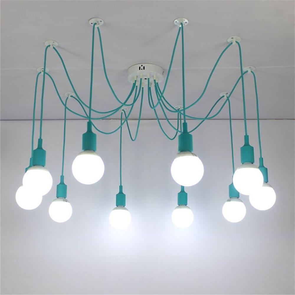 10-Light Adjustable Spider Pendant Light Industrial Metal Chandelier