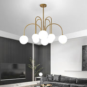 Modern Sputnik Chandelier with Milky Glass Globe Shades