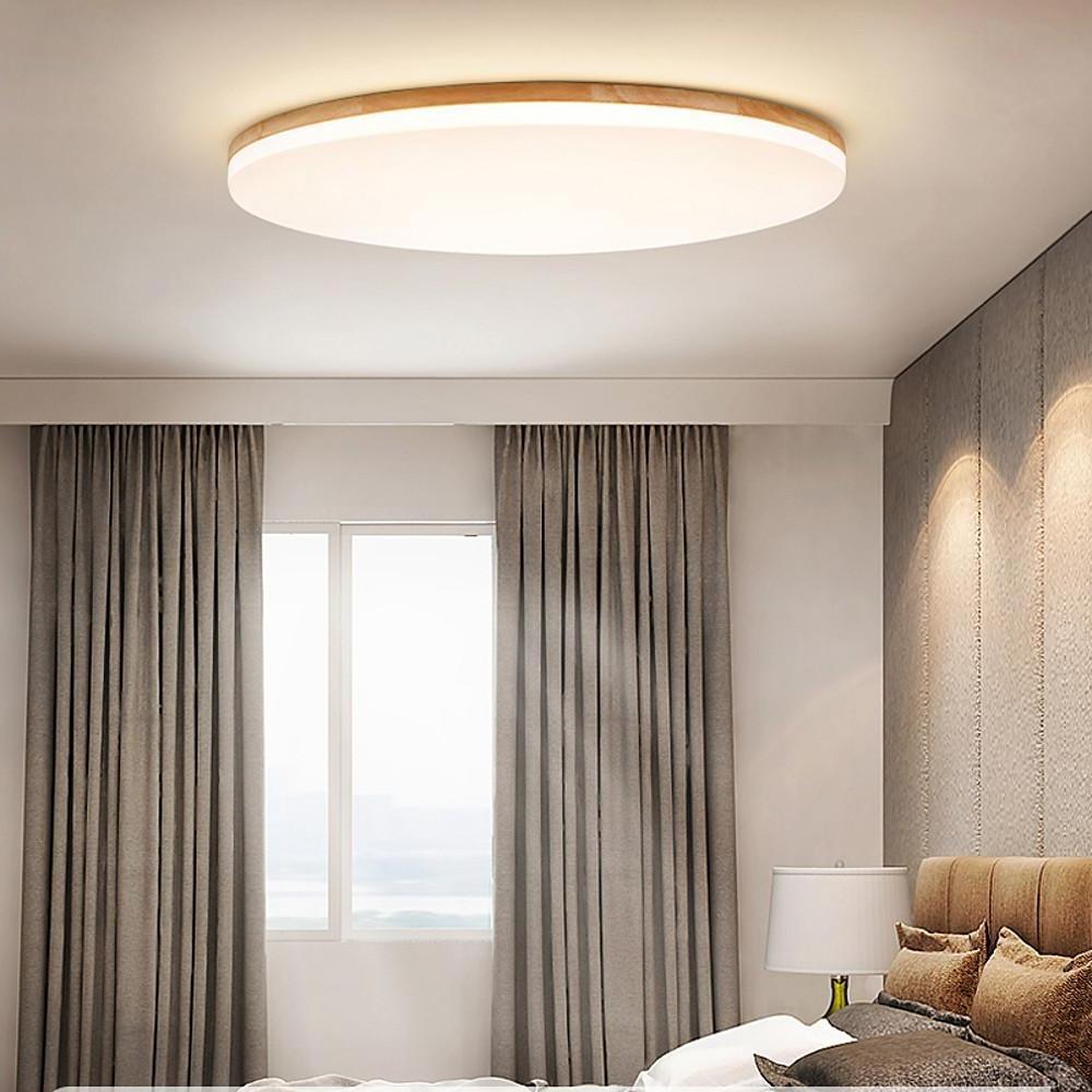 Minimalist Wood Flush Mount Ceiling Light with LED