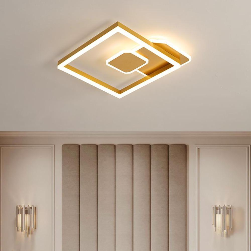 Geometric Square LED Flush Mount Ceiling Light - Dimmable