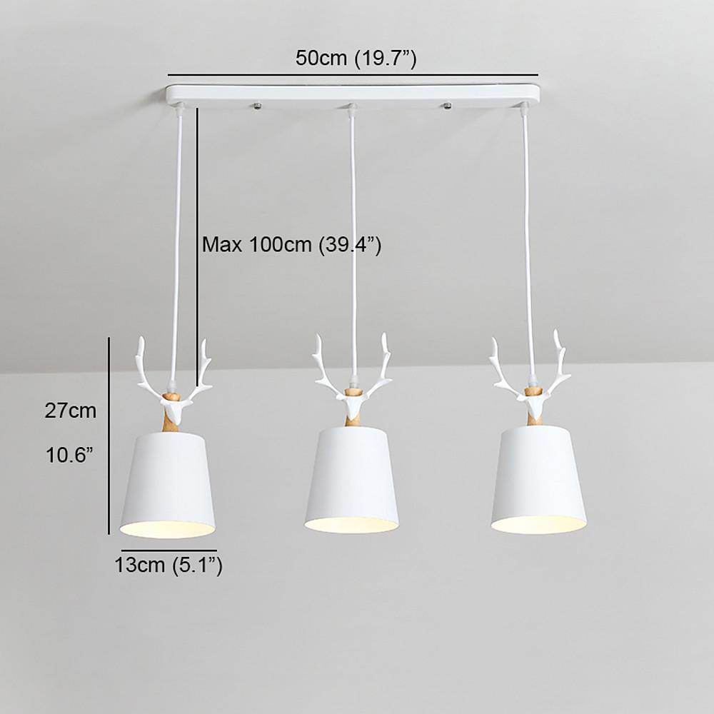 3-Light Antler Metal Pendant Chandelier - Industrial Farmhouse Style