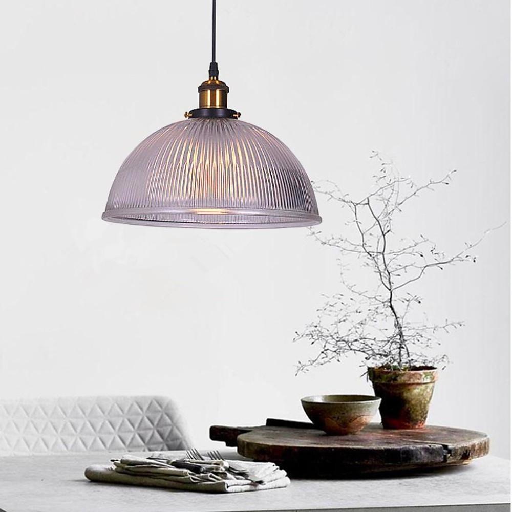 Vintage Glass Bowl Pendant Light with Electroplated Metal Finish