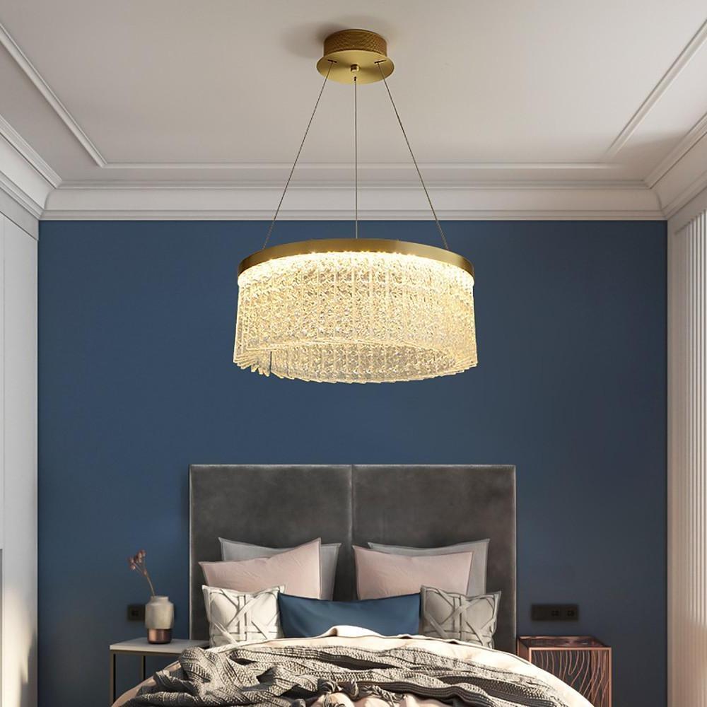Crystal Glass Drum Pendant Light Modern Luxury Chandelier