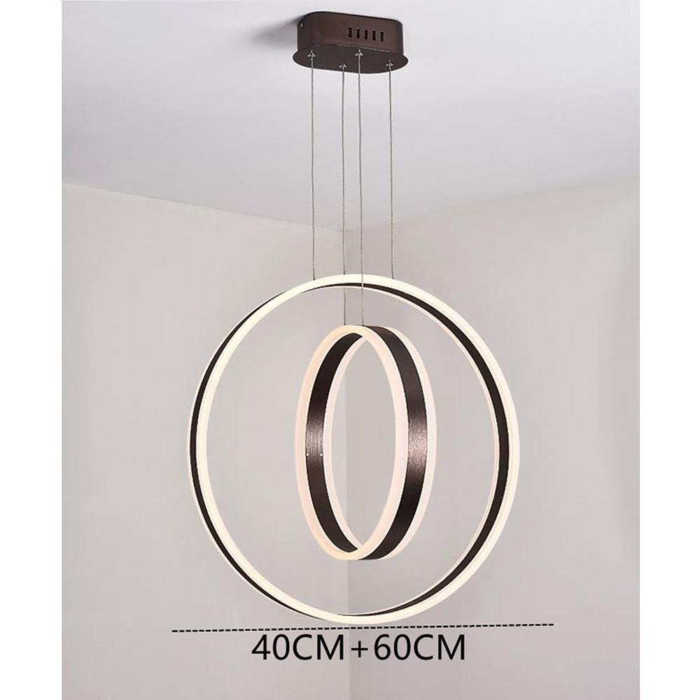 Twin Circle LED Pendant Light - Modern Geometric Aluminum Chandelier