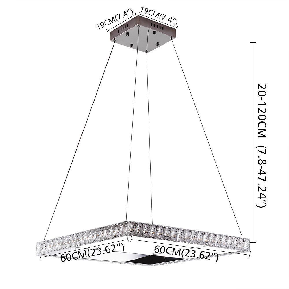 Square Crystal Metal LED Chandelier Modern Pendant Light