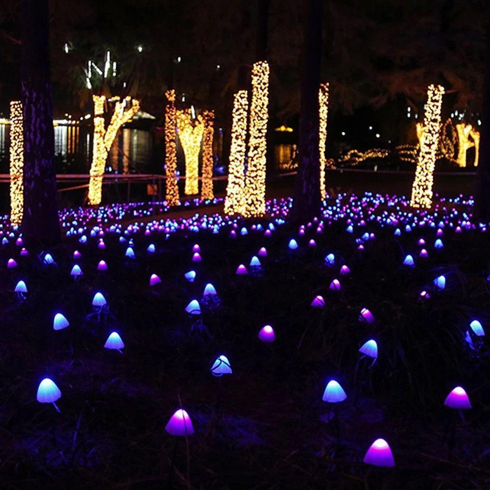 Solar Mushroom String Lights 16.4ft Outdoor Waterproof LED RGB