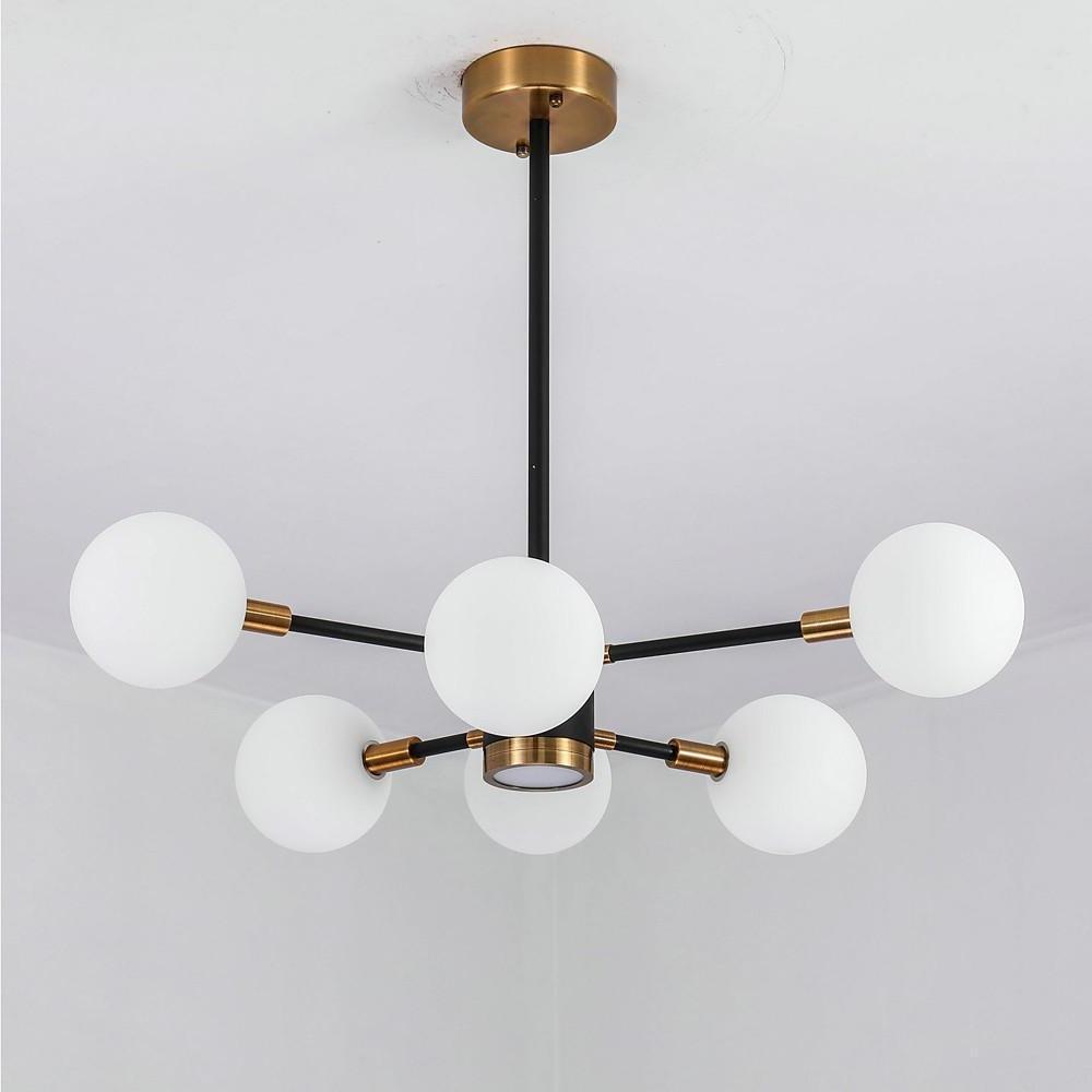 6-Light Modern Glass Globe Chandelier for Kitchen & Dining