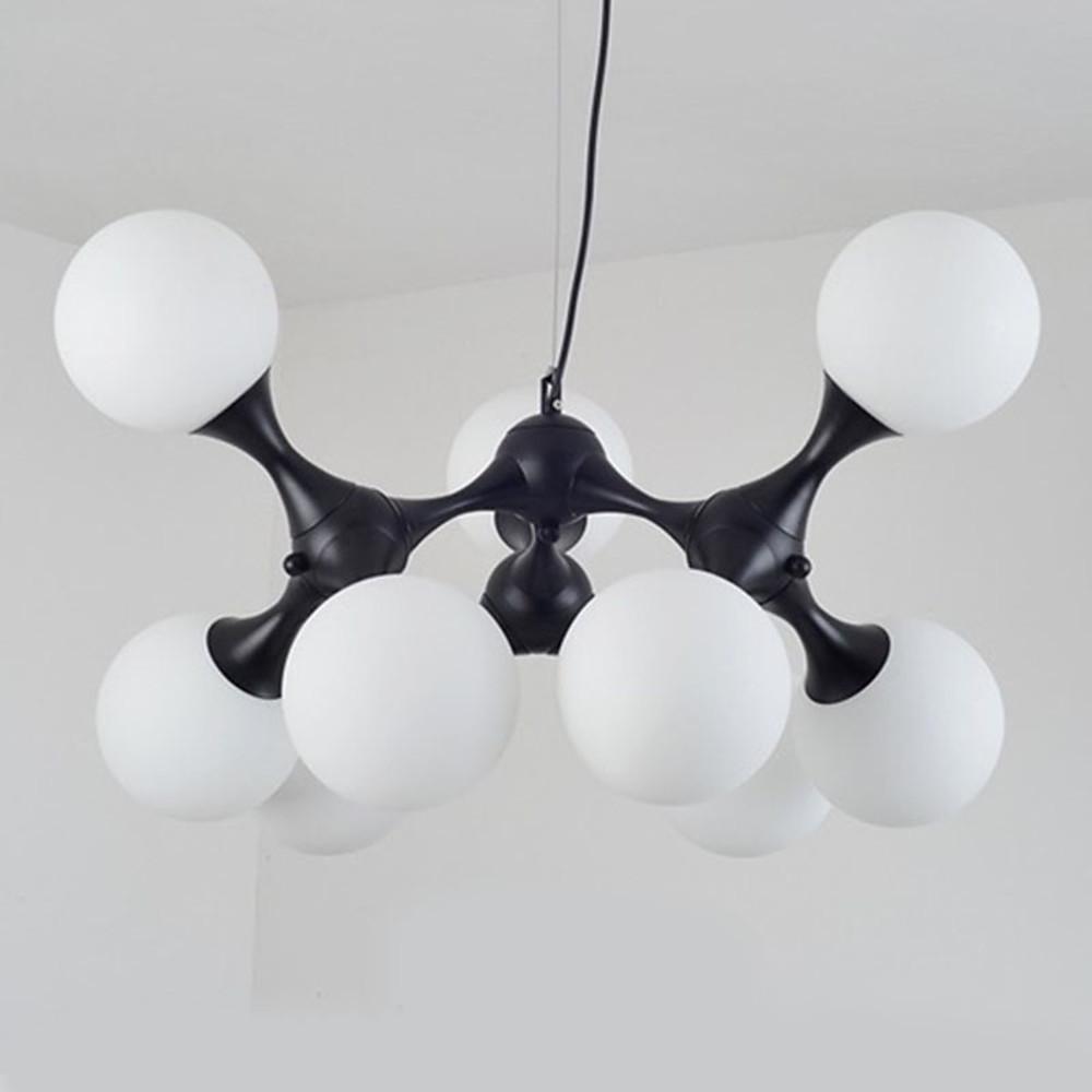 Modern Sputnik Chandelier with 9 Glass Globe Shades