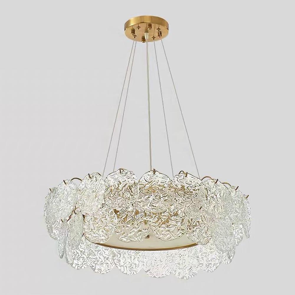 Modern Glass Shell Chandelier with LED Lighting for Dining Room