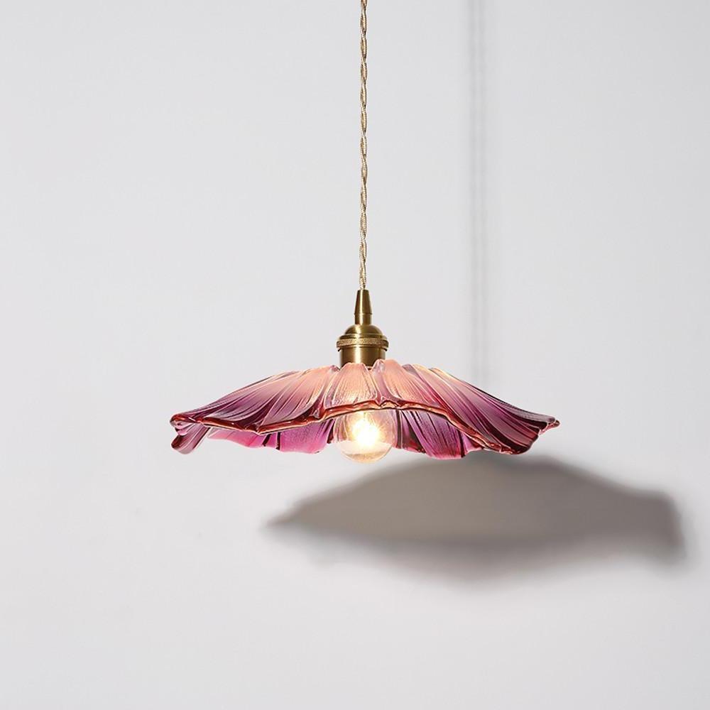 Nordic Flower Glass Pendant Light with Electroplated Copper Finish