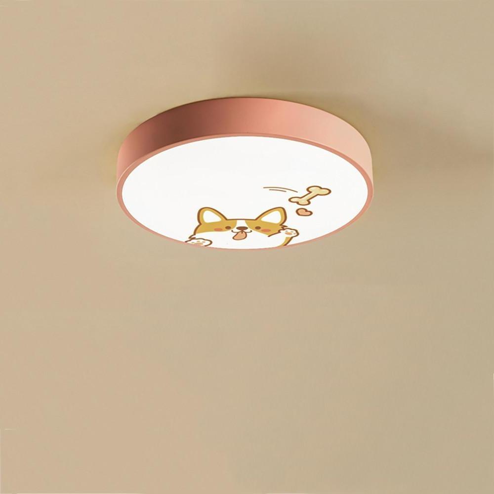 Circular Dog Design Flush Mount LED Ceiling Light for Kids Bedroom