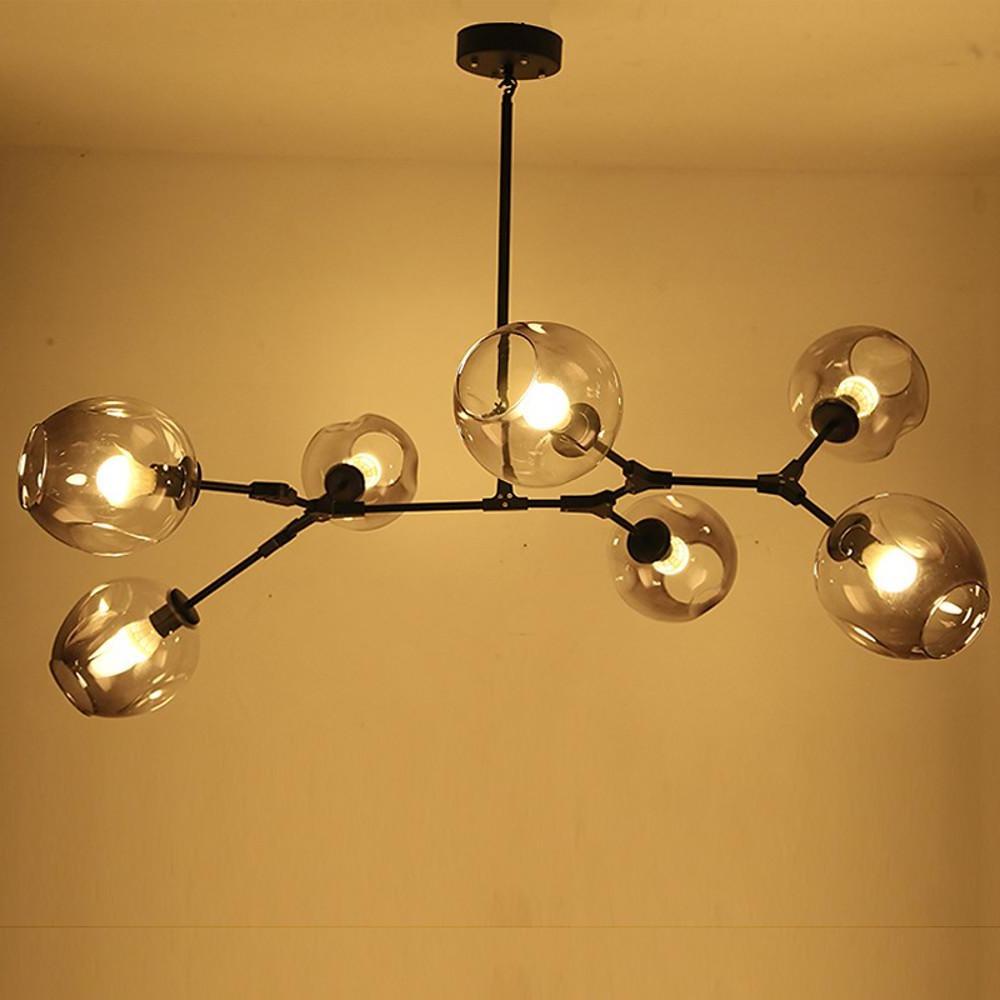 Sputnik Industrial Glass Chandelier with Customizable Shades