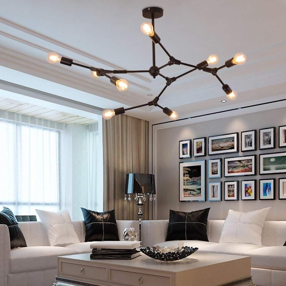 9-Light Irregular Nordic Metal Chandelier with E27 LED Socket
