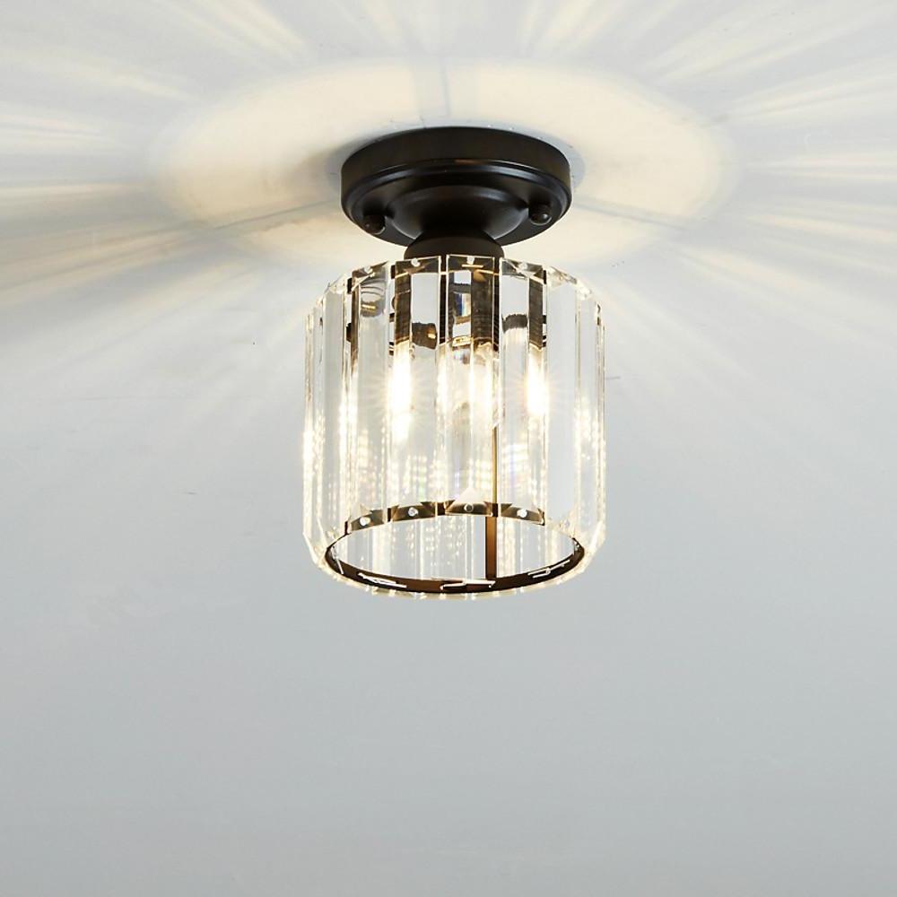 Crystal Semi-Flush Mount Ceiling Light - Modern Industrial LED