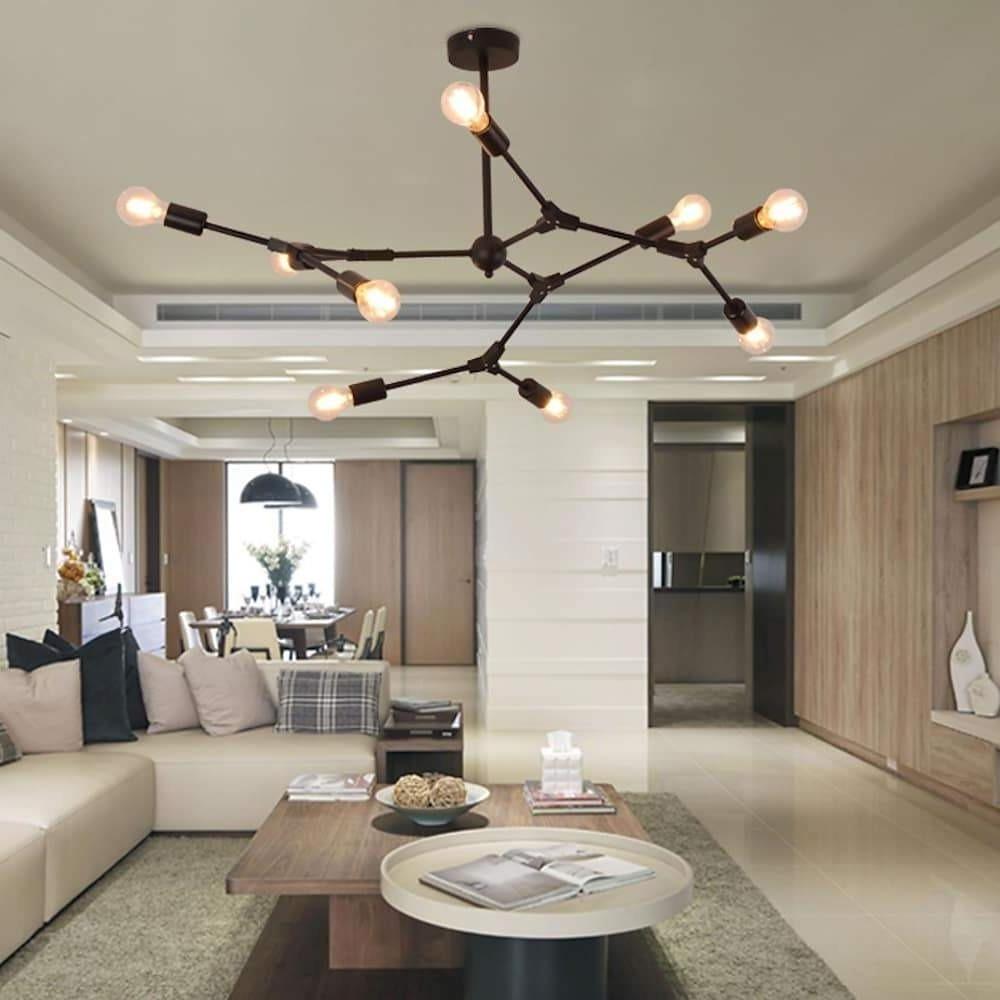 9-Light Irregular Nordic Metal Chandelier with E27 LED Socket