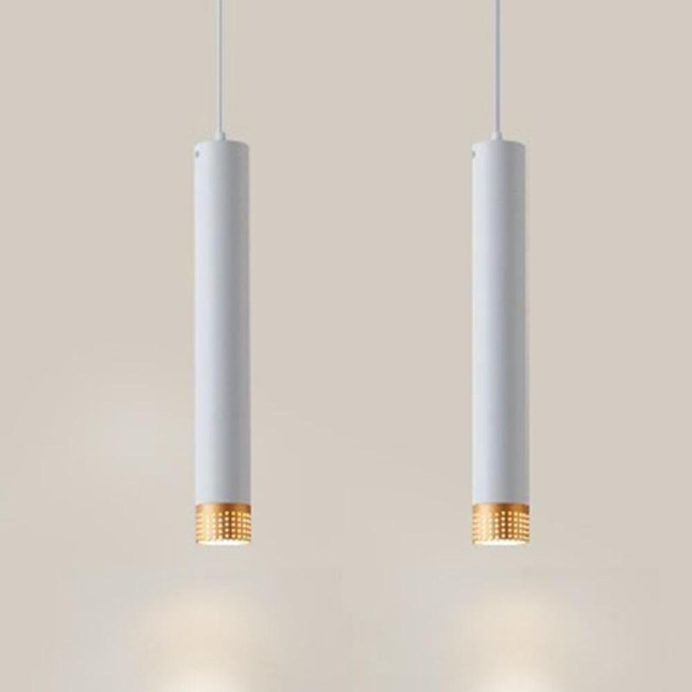 Modern Linear Pendant Light Metal Cylindrical Industrial Hanging