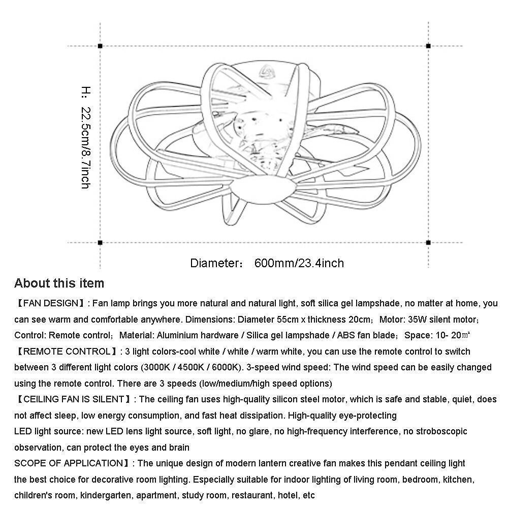 Modern 5-Blade Ceiling Fan with Integrated LED Ambient Lighting