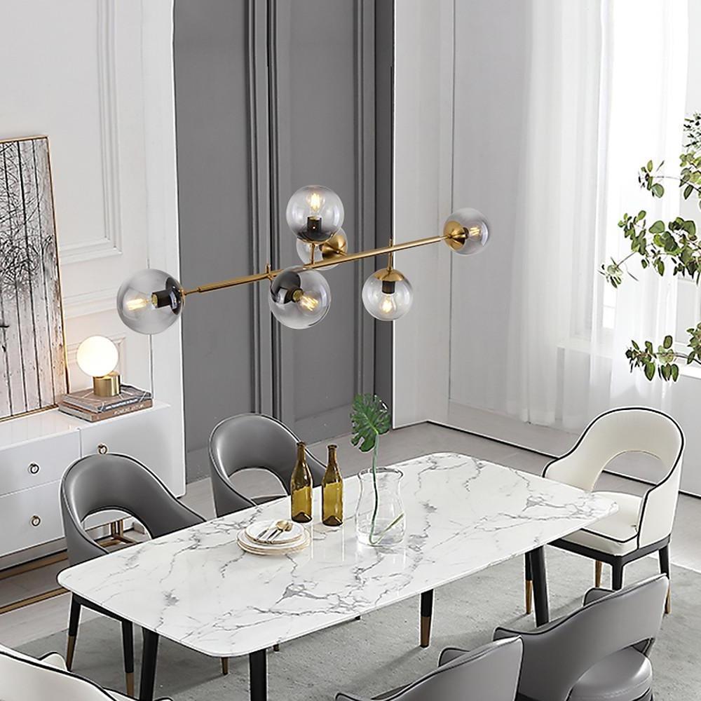 6-Light Glass Globe Chandelier - Modern Electroplated Pendant Light
