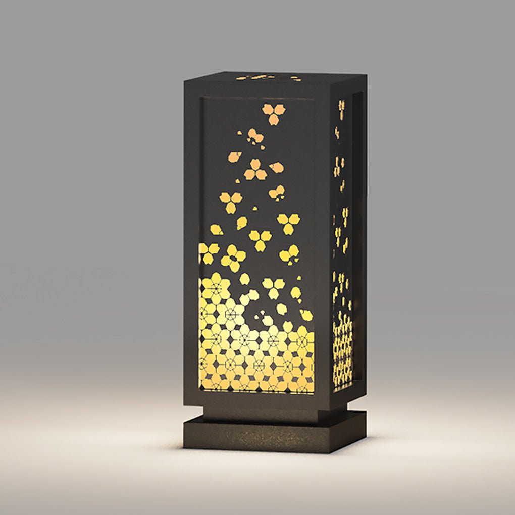 Carved Floral Garden Light – Resin & Steel Outdoor Landscape Lamp