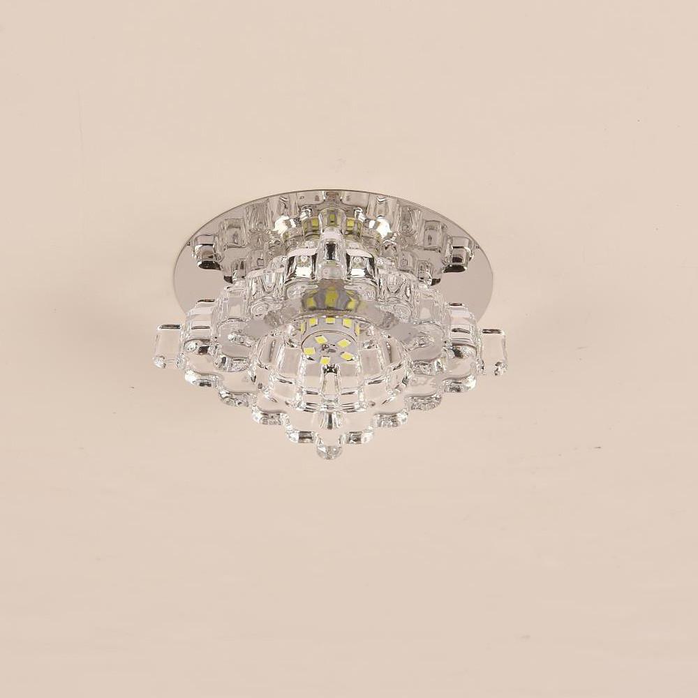 Geometric Crystal Flush Mount Ceiling Light Modern Metal Fixture