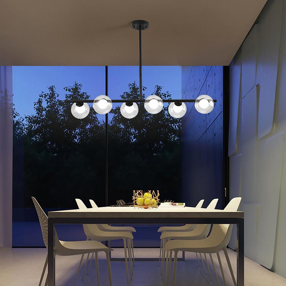 Modern Nordic Sphere Chandelier 6-Light Glass Metal Ceiling Light