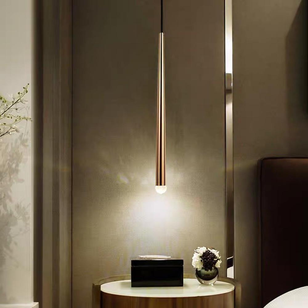 Modern Cylindrical Pendant Light Metal Acrylic LED Kitchen Island