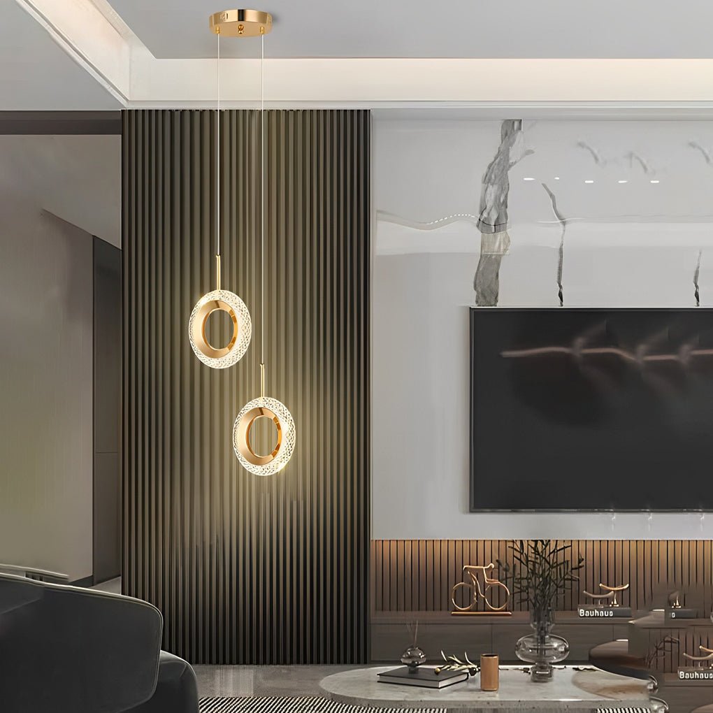 Modern Gold LED Pendant Light with 3-Step Dimming | Geometric Design