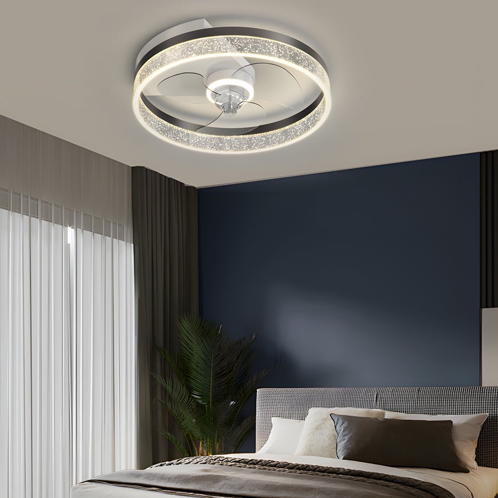 Modern Circular Bubble LED Ceiling Fan Light with Acrylic Shade