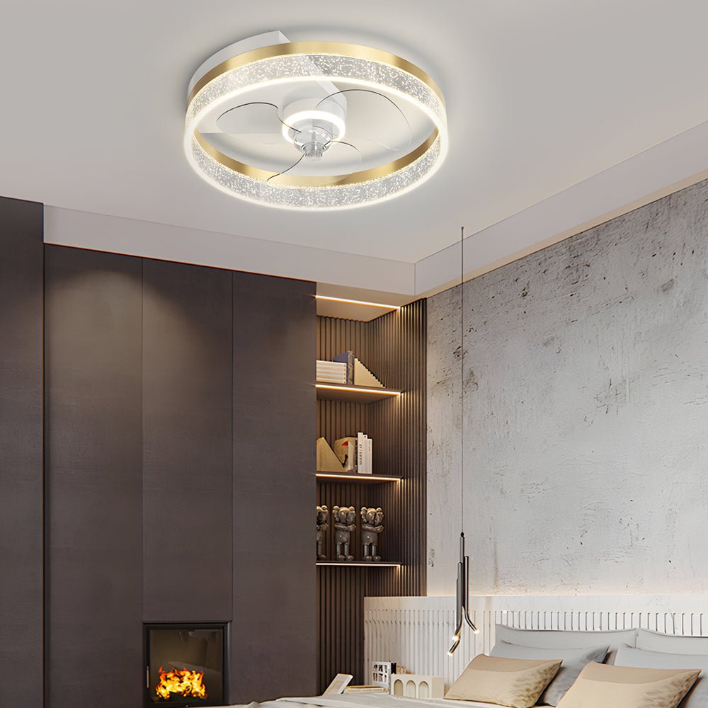 Modern Circular Bubble LED Ceiling Fan Light with Acrylic Shade