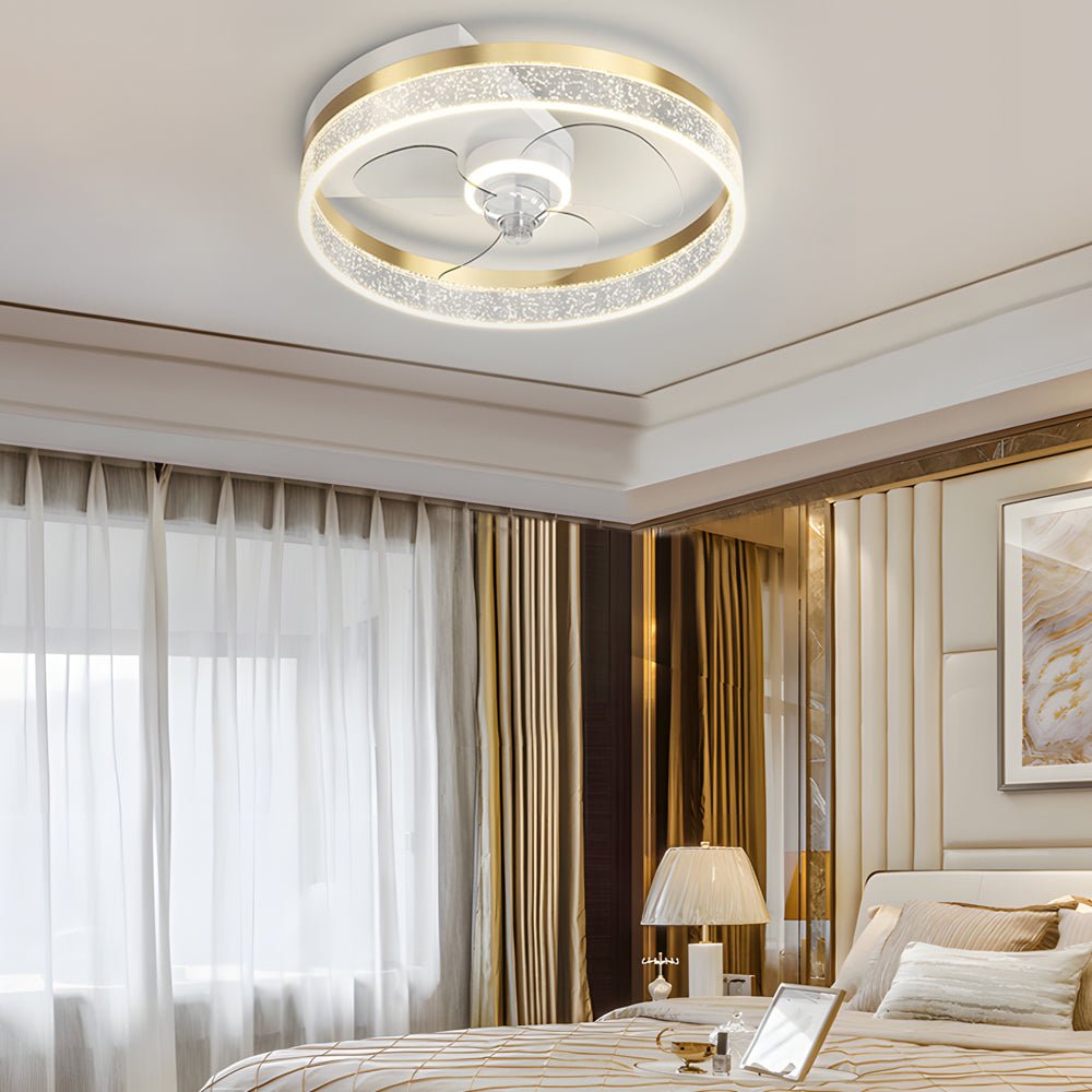 Modern Circular Bubble LED Ceiling Fan Light with Acrylic Shade