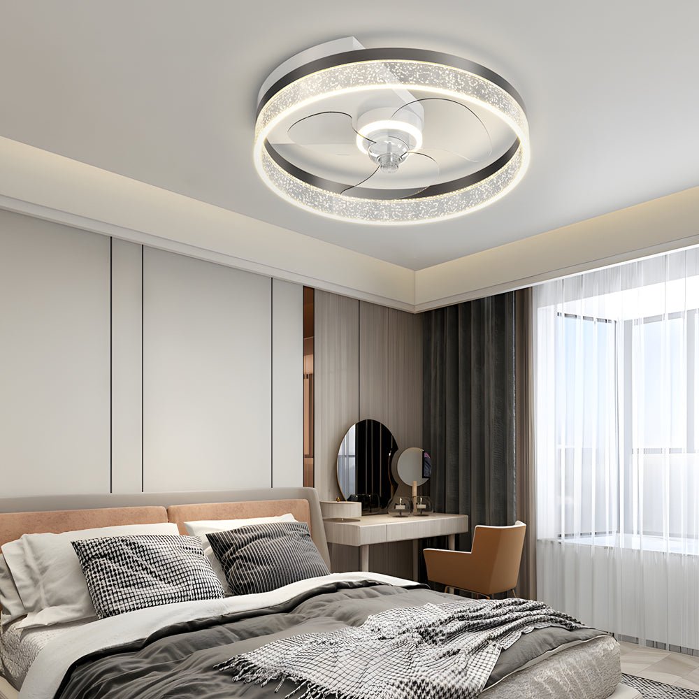 Modern Circular Bubble LED Ceiling Fan Light with Acrylic Shade