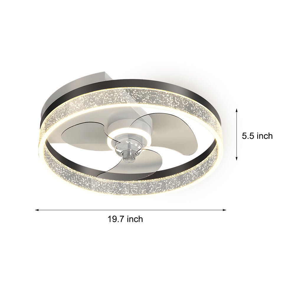 Modern Circular Bubble LED Ceiling Fan Light with Acrylic Shade