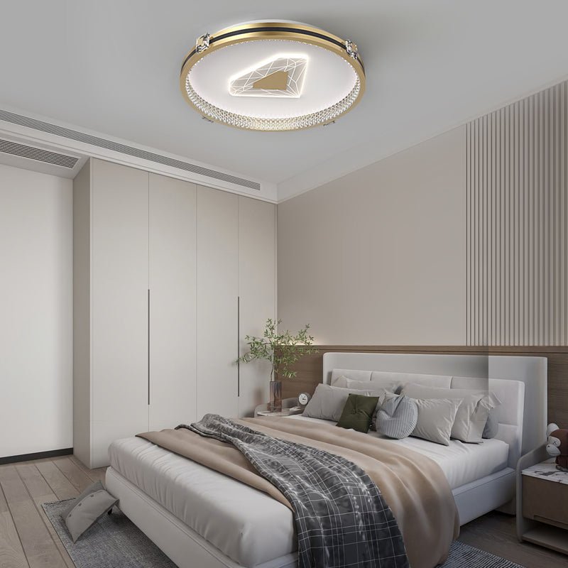 Modern Geometric Crystal Flush Mount LED Ceiling Light with Dimming