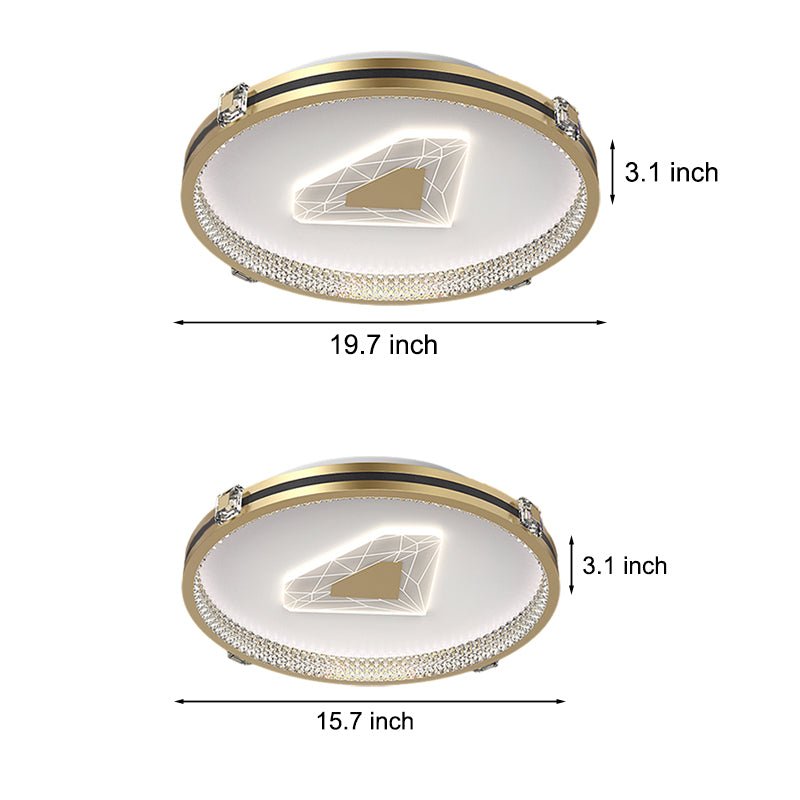Modern Geometric Crystal Flush Mount LED Ceiling Light with Dimming