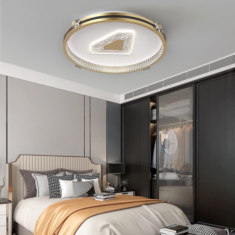 Modern Geometric Crystal Flush Mount LED Ceiling Light with Dimming