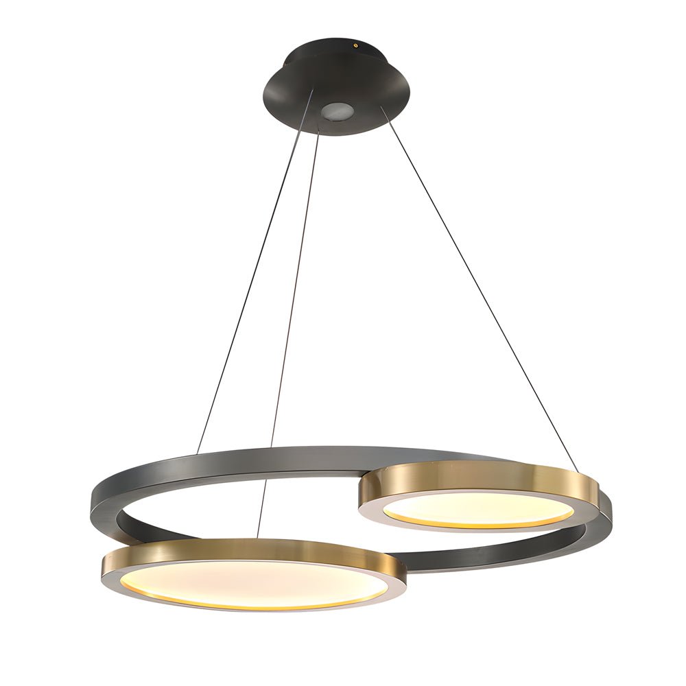 Multi-Ring LED Chandelier in Brass & Black Finish
