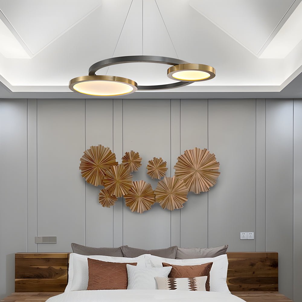 Multi-Ring LED Chandelier in Brass & Black Finish