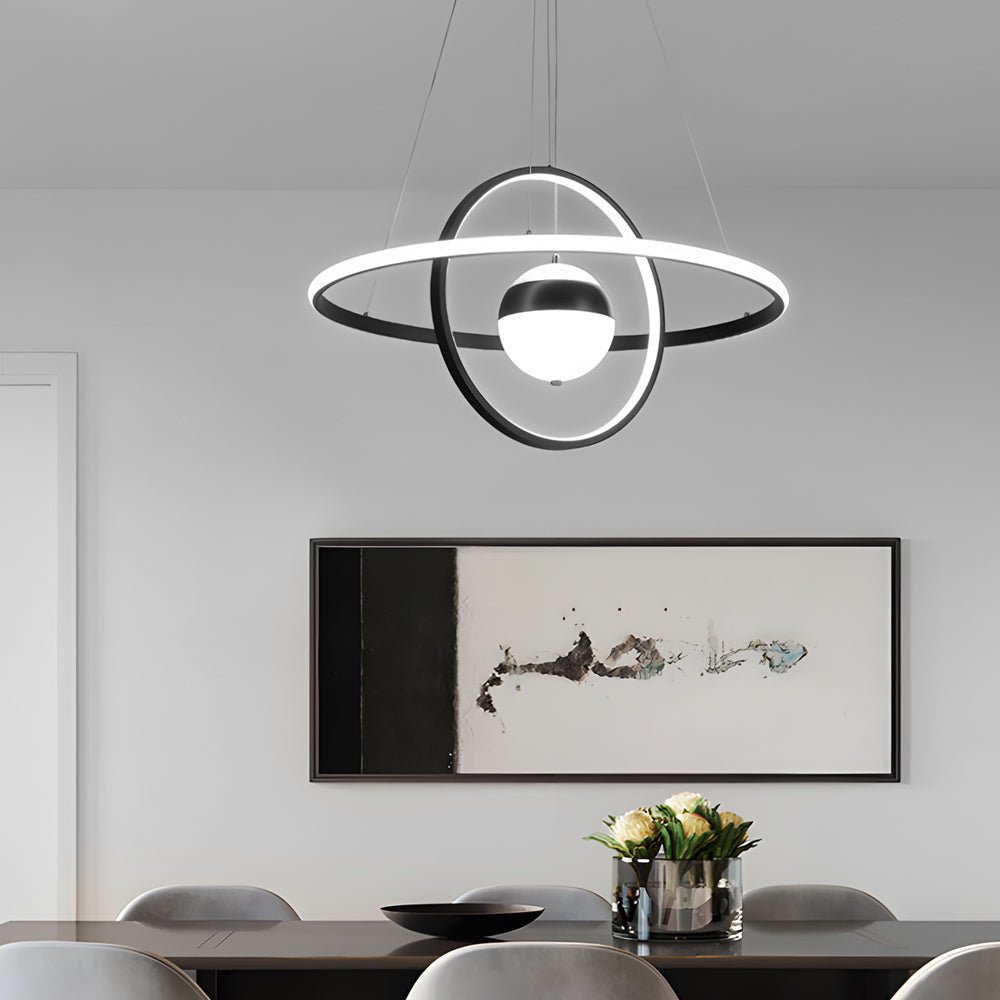 Modern Circular Rings Pendant Chandelier with 3-Step Dimming