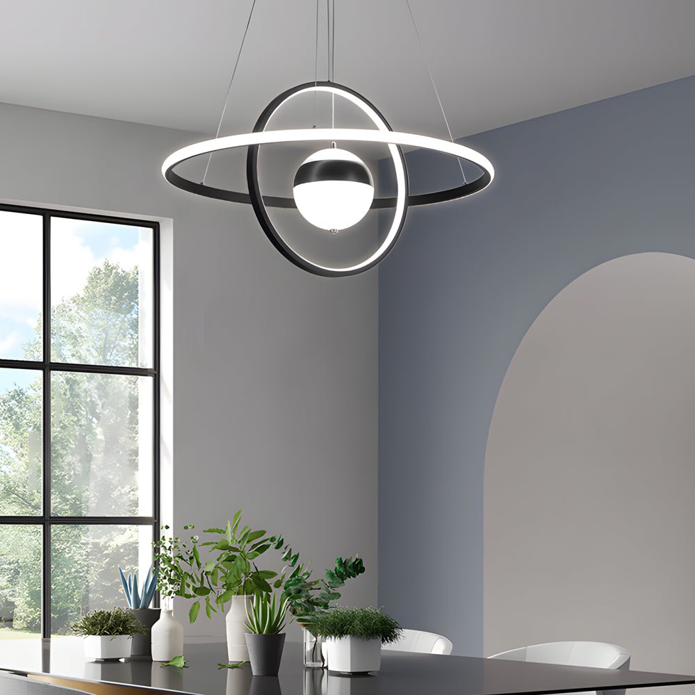 Modern Circular Rings Pendant Chandelier with 3-Step Dimming